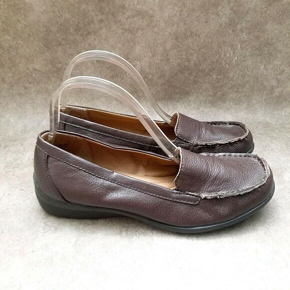 Thom McAn Womens Daylin Size 9.5 Brown Leather Slip On Loafers - Picture 4 of 10